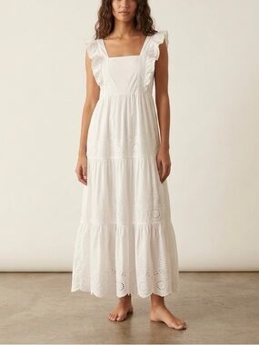 MANGO White Eyelet Embroidered Cotton Maxi Dress